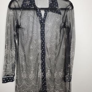 Blue lace long sleeves